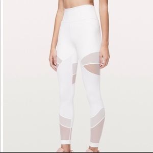 Lululemon white mesh panel leggings